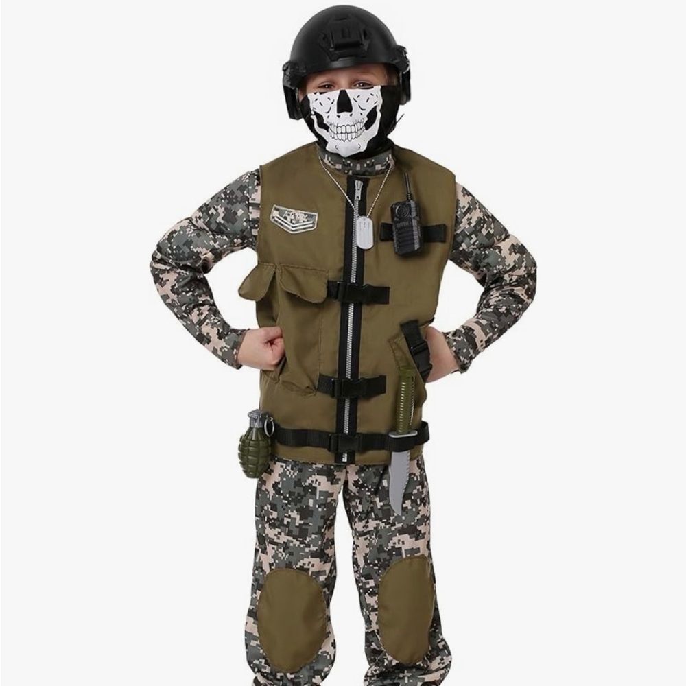 Kids Camouflage Soldier Costume with Helmet and Mask